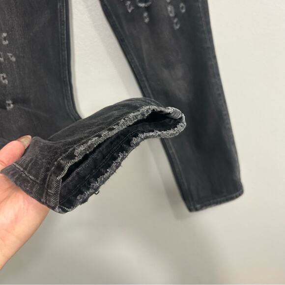 Vince High Waist Vintage Straight Jeans Distressed Black Size 27 - Picture 7 of 13